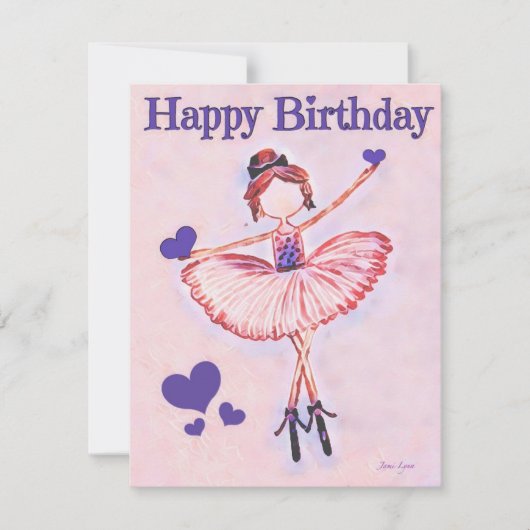 Personalisierte Tänzerin Birthday Card Ballerina (Vorderseite)