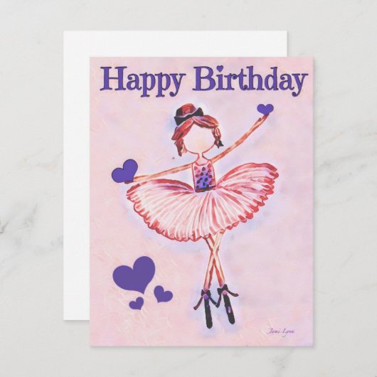 Personalisierte Tänzerin Birthday Card Ballerina (Vorne/Hinten)