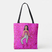Personalisierte Tänzerin Tasche Rosa Silber Rand B (Rückseite)