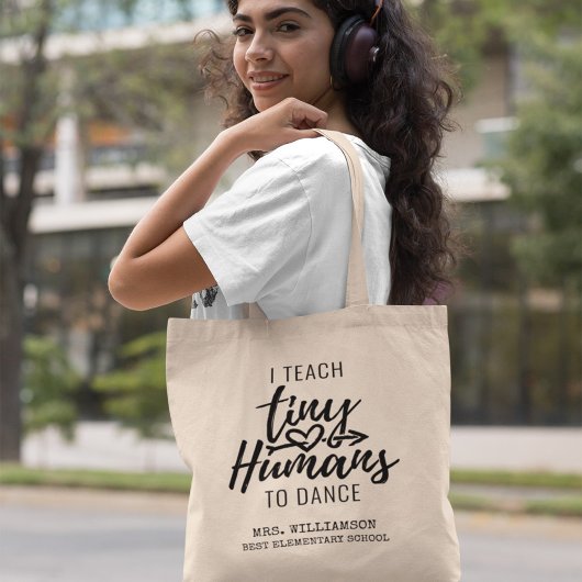 Personalisierte Tanzlehrerin Skripttypografie Tragetasche