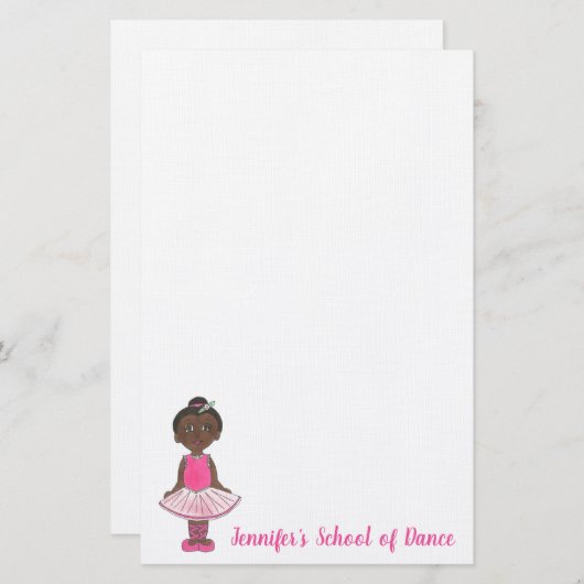 Personalisierte Tanzschule Studio Lehrerin Ballett Briefpapier (Vorne/Hinten)
