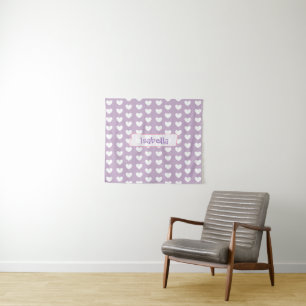 Personalisierte Tapisserie aus Lila und weißen Her Wandteppich