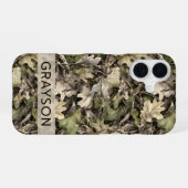 Personalisierte Tarnung mit Blättern iPhone 16 Hülle (Rückseite (Horizontal))
