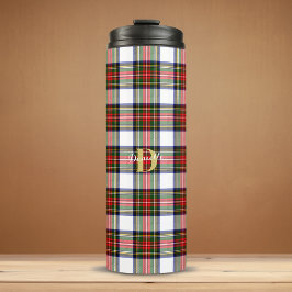 Personalisierte Tartan Monogram Name Weihnachten Thermosbecher