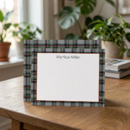 Personalisierte Tartan-Notizkarte mit Karohintergr Mitteilungskarte
