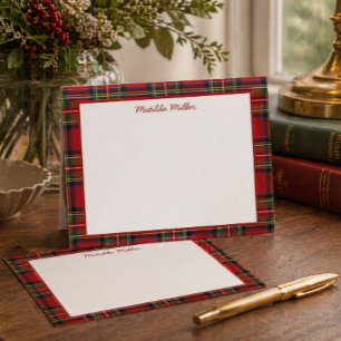 Personalisierte Tartan-Notizkarte mit Karomuster-H Mitteilungskarte