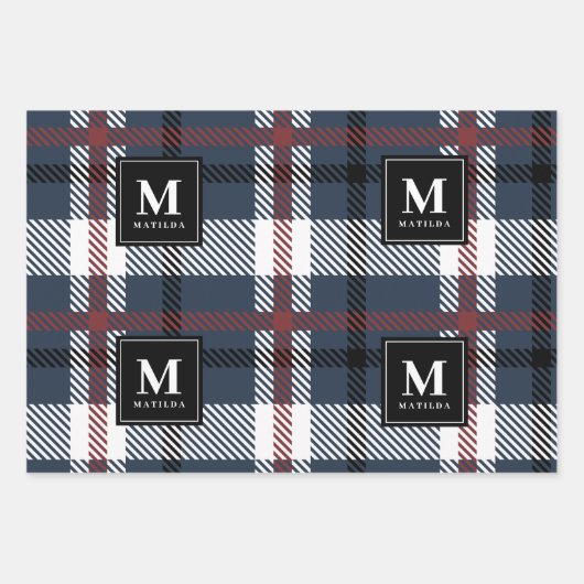Personalisierte Tartan-Weihnachtszeit Geschenkpapier Set (Vorderseite 3)