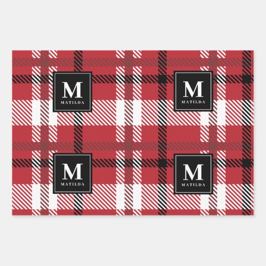 Personalisierte Tartan-Weihnachtszeit Geschenkpapier Set (Vorderseite 2)