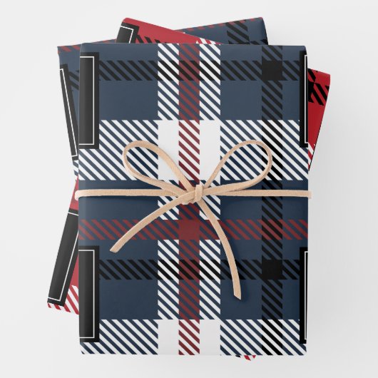 Personalisierte Tartan-Weihnachtszeit Geschenkpapier Set (Beispiel)