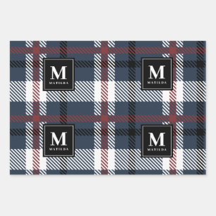 Personalisierte Tartan-Weihnachtszeit Geschenkpapier Set