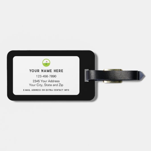 Personalisierte Tasche mit lustigem Golf-Spruch un Gepäckanhänger (Rückseite horizontal)