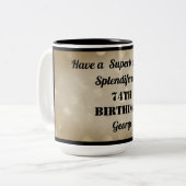 Personalisierte Tasse 74. Geburtstag (Vorderseite Links)