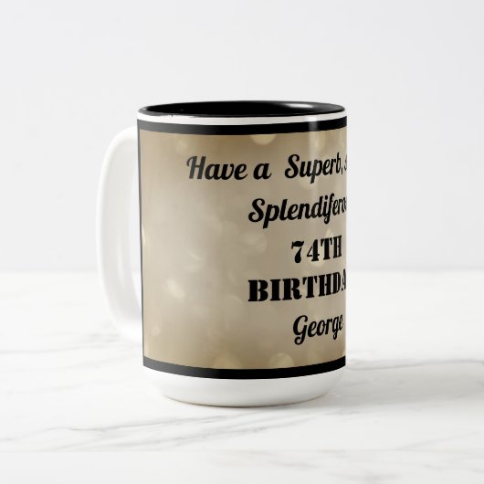 Personalisierte Tasse 74. Geburtstag (Vorderseite Links)