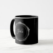 Personalisierte Tasse aus Schwarz und Silber (Vorderseite Links)