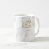 Personalisierte Tasse aus weißem Marmor (VorderseiteRechts)