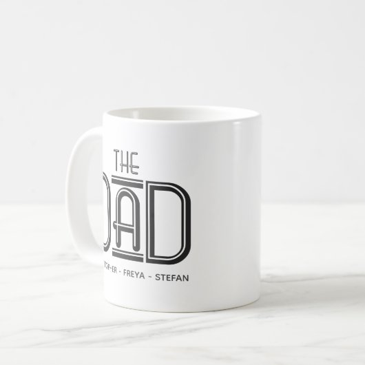 Personalisierte Tasse cooler Schwarz-weißer Vater (Vorderseite Links)