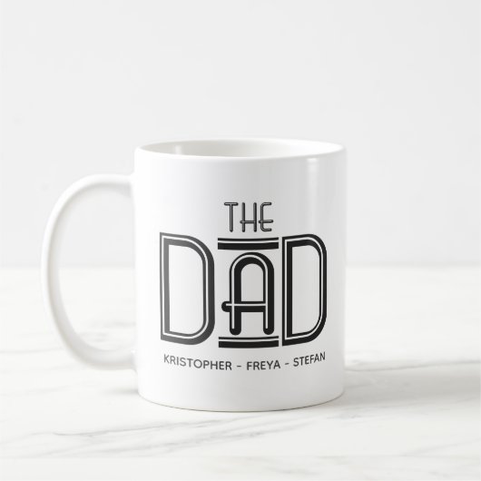 Personalisierte Tasse cooler Schwarz-weißer Vater (Links)