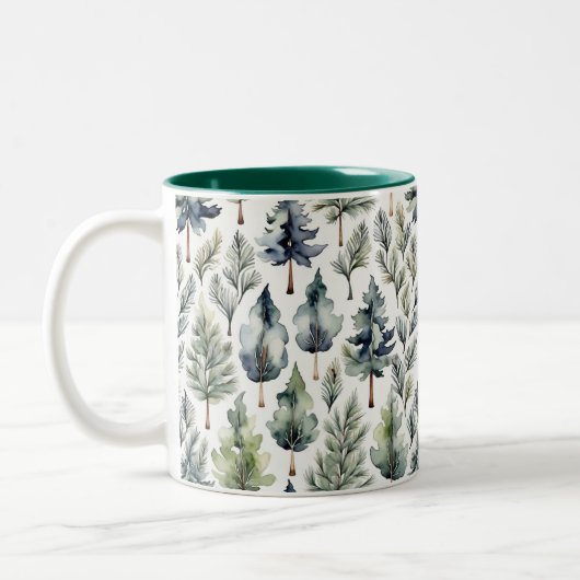 Personalisierte Tasse der Aquarellbäume (Links)