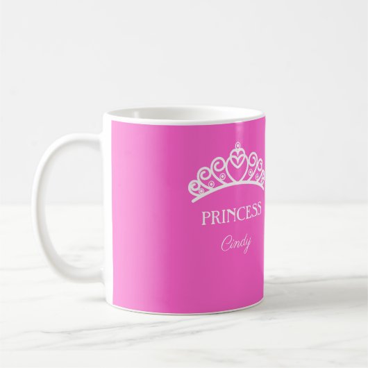 Personalisierte Tasse der Prinzessin in Rosa mit N (Links)