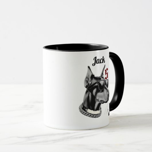 Personalisierte Tasse des Hundes mit Name (VorderseiteRechts)