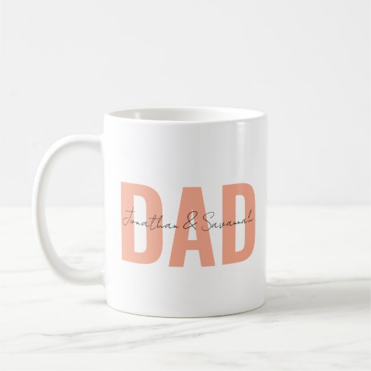 Personalisierte Tasse des Vaters mit Kids Name ・Cu (Links)