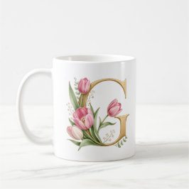 Personalisierte Tasse Floraler Buchstabe G Tulpenb