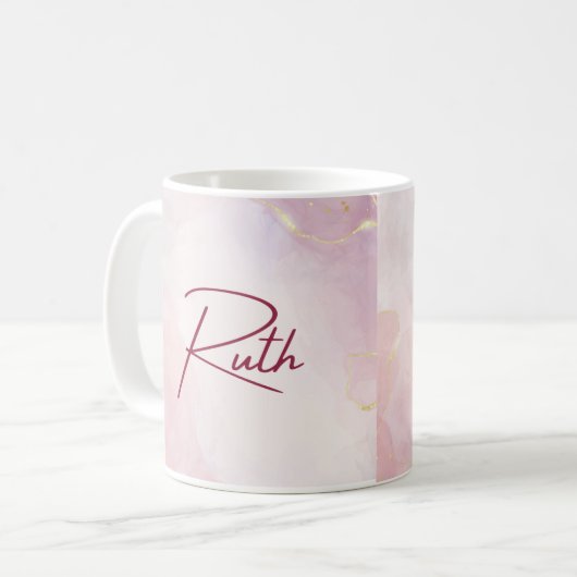 Personalisierte Tasse für Rosa Marmor (Vorderseite Links)