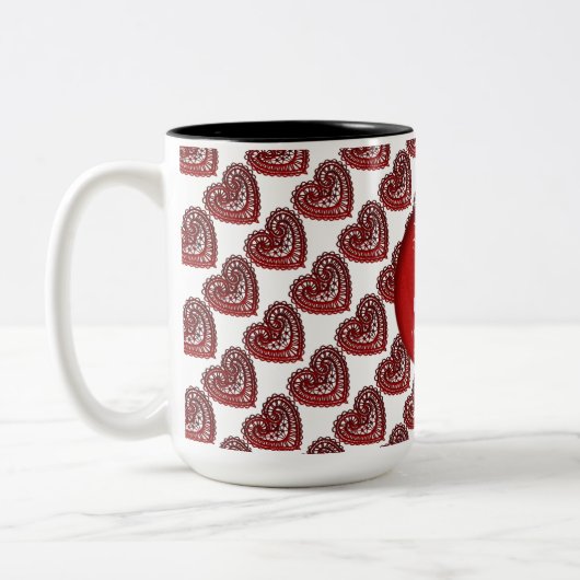 Personalisierte Tasse für rote Spitzen-Muster (Links)