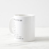 Personalisierte Tasse "Mein Leben Vokabular" (Vorderseite Links)