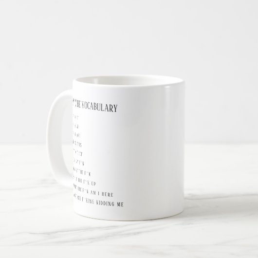 Personalisierte Tasse "Mein Leben Vokabular" (Vorderseite Links)