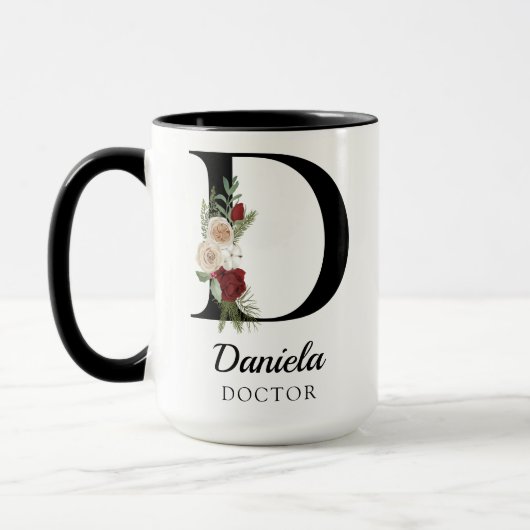 Personalisierte Tasse mit Blumenmonogramm als Gesc (Links)