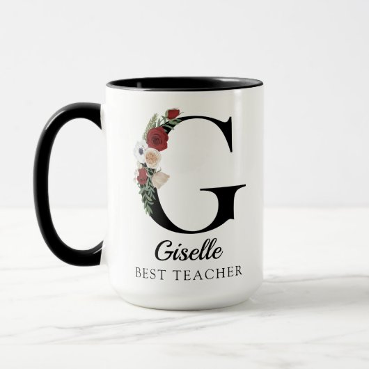 Personalisierte Tasse mit Blumenmonogramm als Gesc (Links)