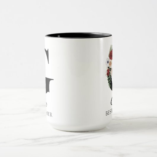 Personalisierte Tasse mit Blumenmonogramm als Gesc (Zentrum)