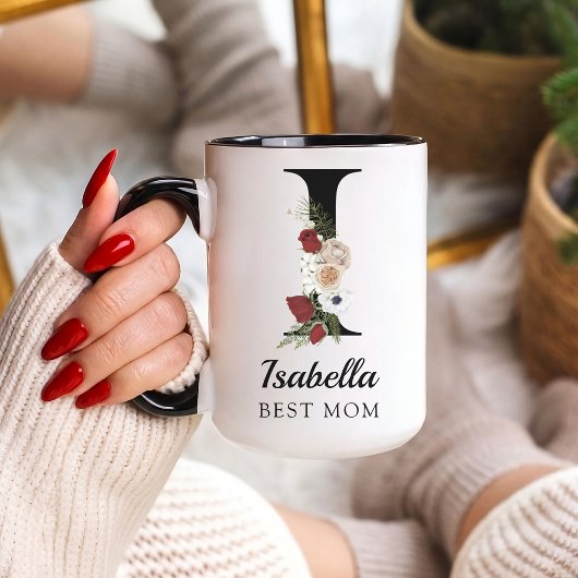 Personalisierte Tasse mit Blumenmonogramm als Gesc