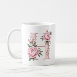 Personalisierte Tasse mit floralem Buchstaben H Pf
