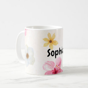 Personalisierte Tasse mit sanfter Wasserfarbe-Blum