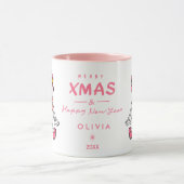 Personalisierte Tasse | Niedlich Pink Snowman (Zentrum)