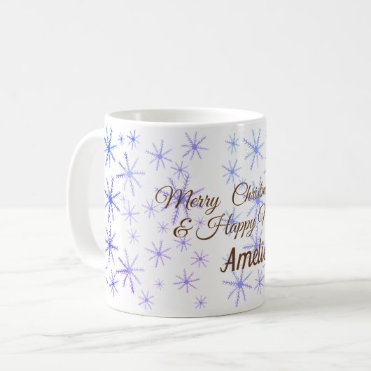 Personalisierte Tasse Schneeflocken (Vorderseite Links)