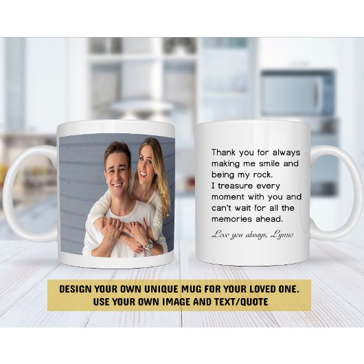 Personalisierte Tasse von Foto und Text - Erstelle