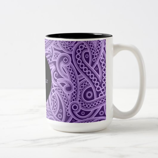Personalisierte Tasse von Funky Lila Paisley Patte (Rechts)