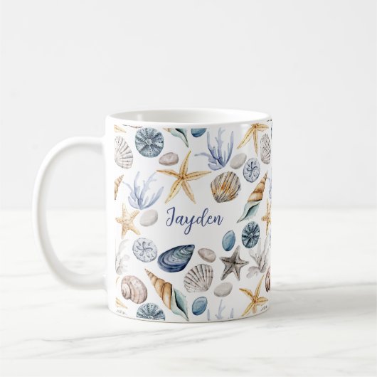 Personalisierte Tasse von Starfish und Seashell-Ka (Links)