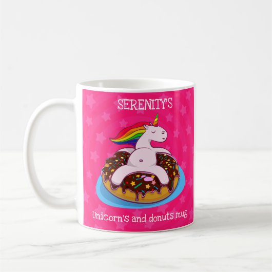 Personalisierte Tasse von Unicorn und Donuts (Links)