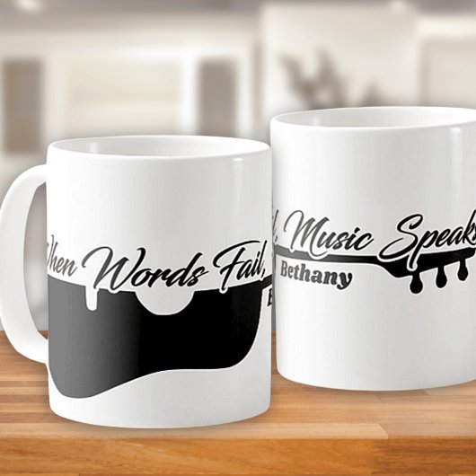Personalisierte Tasse "Wenn Worte sprechen" Gitarr