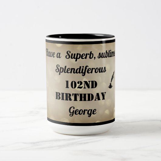 Personalisierte Tasse zum 102. Geburtstag (Mittel)