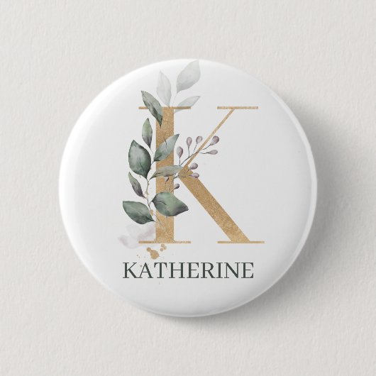 Personalisierte Taste K Monogram Button (Vorderseite)