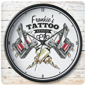 Personalisierte Tattoo Artist Old School Machine S Große Wanduhr