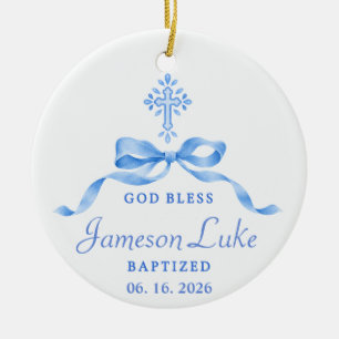Personalisierte Taufe 2026 Baby-Foto & Name Keramik Ornament