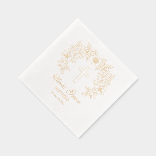 Personalisierte Taufe Blumenkreuz Servietten Mit Folie (Rechts)