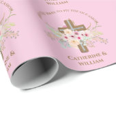 Personalisierte Taufe & Christening Blumenkreuz Geschenkpapier (Rolleneckpunkt)