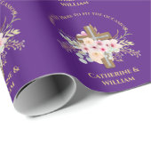 Personalisierte Taufe & Christening Blumenkreuz Geschenkpapier (Rolleneckpunkt)